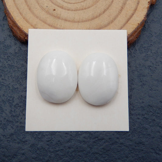 Natural White Agate Cabochons Paired 20x15x5mm, 5.8g