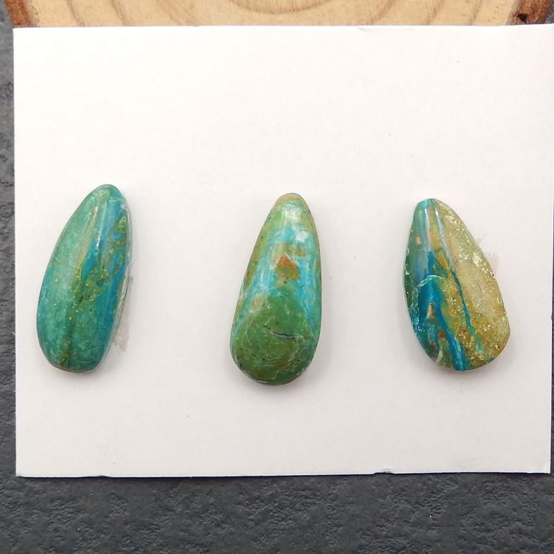3PCS Natural Blue Opal Cabochons,22x10x6mm, 6g