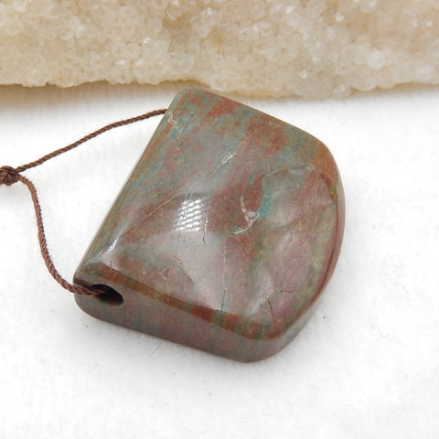 Natural Green Stripe Pendant Bead 38x30x12mm, 25.6g