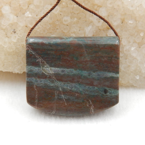 Natural Green Stripe Pendant Bead 31x27x12mm, 18.6g
