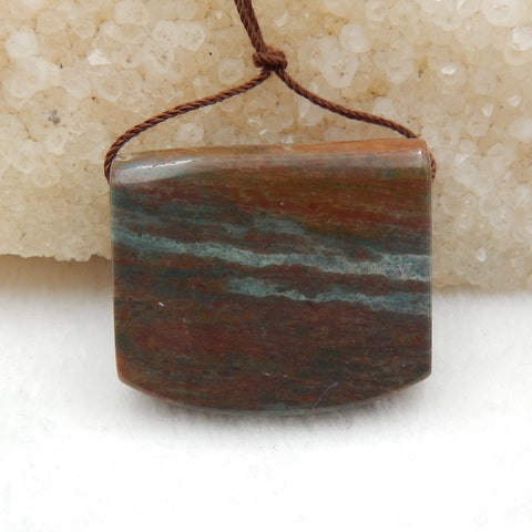 Natural Green Stripe Pendant Bead 33x28x12mm, 19.8g
