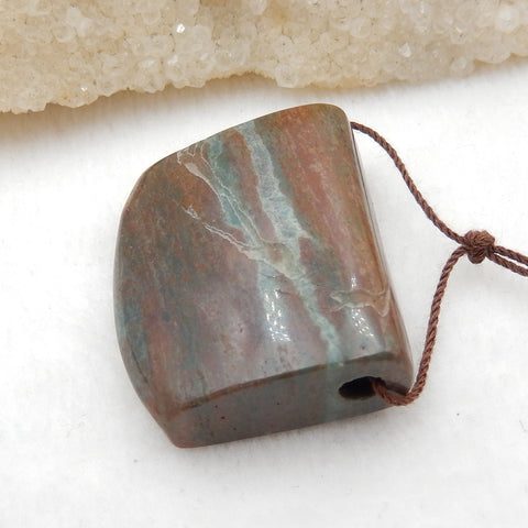 Natural Green Stripe Pendant Bead 33x28x12mm, 19.8g