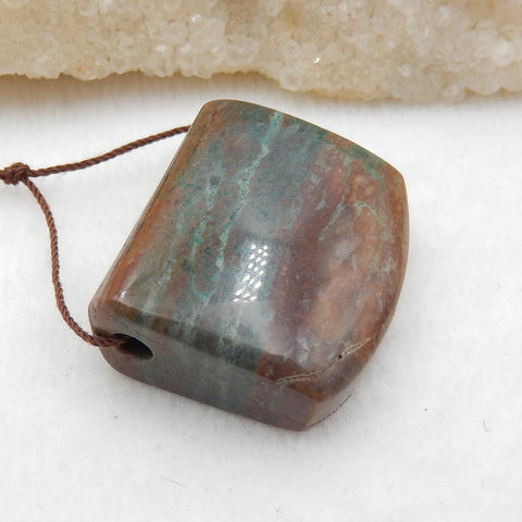 Natural Green Stripe Pendant Bead 31x28x13mm, 22.1g