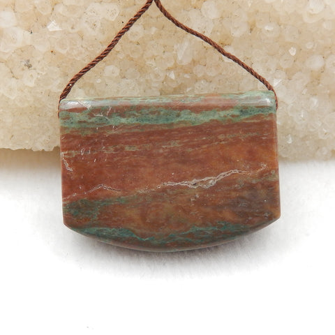 天然绿色条纹侧钻吊坠石，35x26x13mm，21.2g