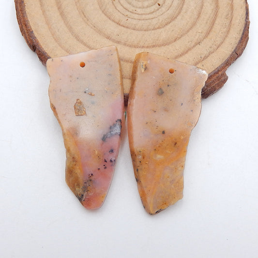 Boucles d'oreilles en pierres précieuses d'opale rose Nugget Stone, 38x18x3 mm, 7,4 g