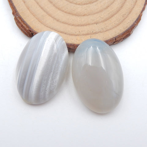 Cabochon Piar en agate de dentelle bleue naturelle, 30 x 20 x 7 mm, 14,9 g