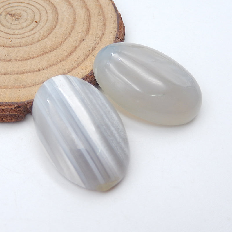 Natural Blue Lace Agate Cabochons Paired 30X20X7mm, 14.9g