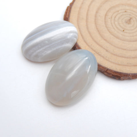 Cabochon Piar en agate de dentelle bleue naturelle, 30 x 20 x 7 mm, 14,9 g