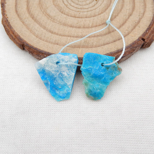 Paire de cabochons en opale bleue naturelle 16 x 15 x 3 mm, 1,9 g