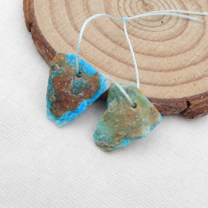 Paire de cabochons en opale bleue naturelle 16 x 15 x 3 mm, 1,9 g