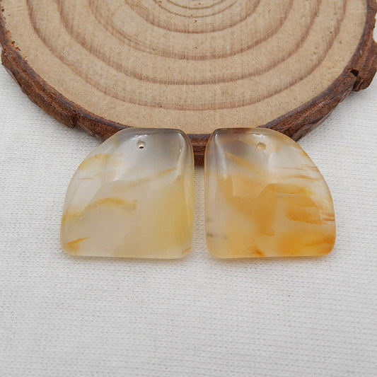 Paire de boucles d'oreilles naturelles en agate rouge, 18 x 18 x 3 mm, 5,1 g