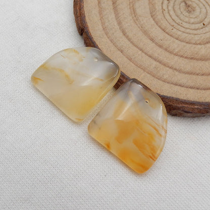 Natural Agate Earring Beads 18x18x3mm, 5.1g