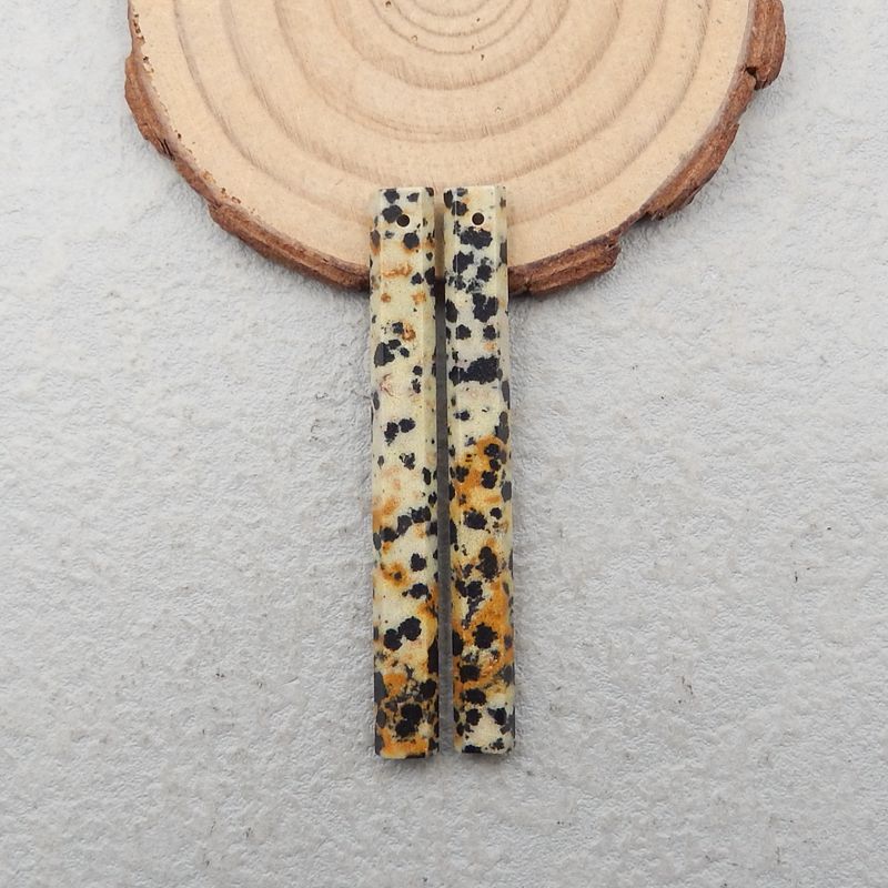 Natural Dalmatian Long Earring Beads 56x6x4mm, 6.2g