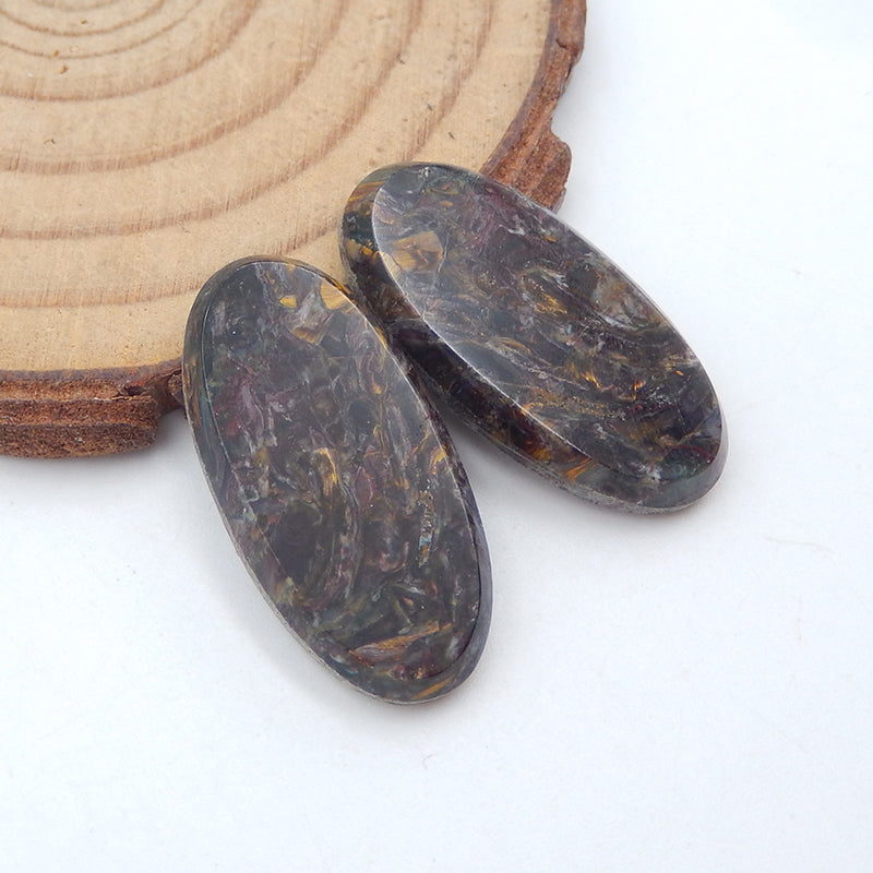 Natural Pieterisite Cabochons Paired 26x13x4mm, 5.5g