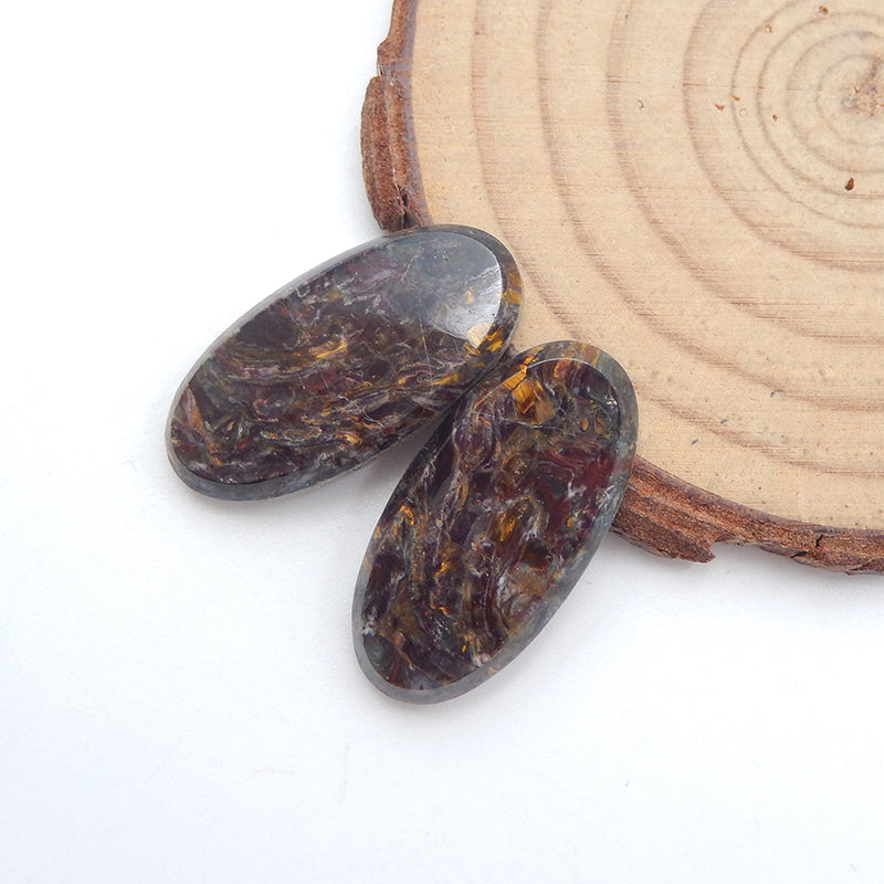 Natural Pieterisite Cabochons Paired 26x13x4mm, 5.5g