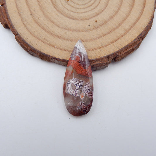 Cabochon de pierres précieuses d'agate de dentelle folle, 28 x 11 x 4 mm, 2,2 g