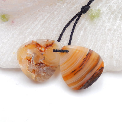 Natural Brazil Agate Earring Beads 18X16X5mm, 3.7g