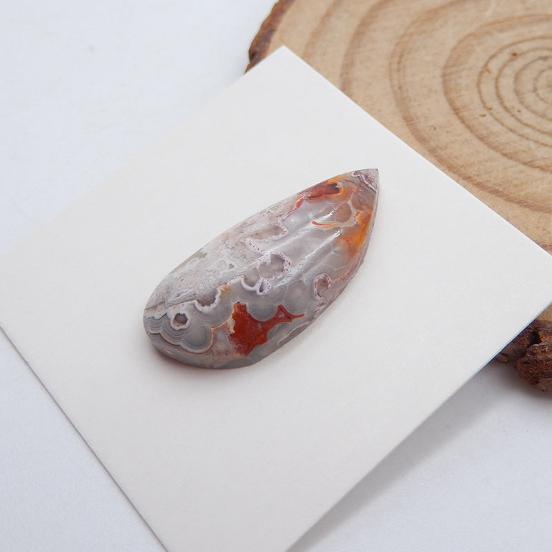 Cabochon de pierres précieuses d'agate de dentelle folle, 25 x 11 x 6 mm, 3,0 g
