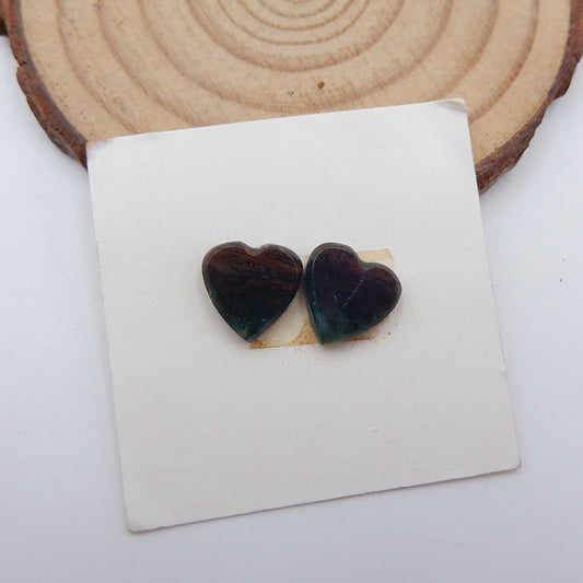 Paire de cabochons de pierres précieuses de jaspe d'océan naturel en forme de cœur, 10 x 3 mm, 1,27 g