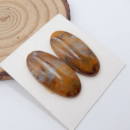 Natural Ocean Jasper Cabochons Paired 26x13x4mm, 4.8g