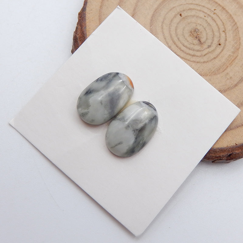Natural Picasso Jasper Cabochons Paired 15X10X3mm, 1.6g