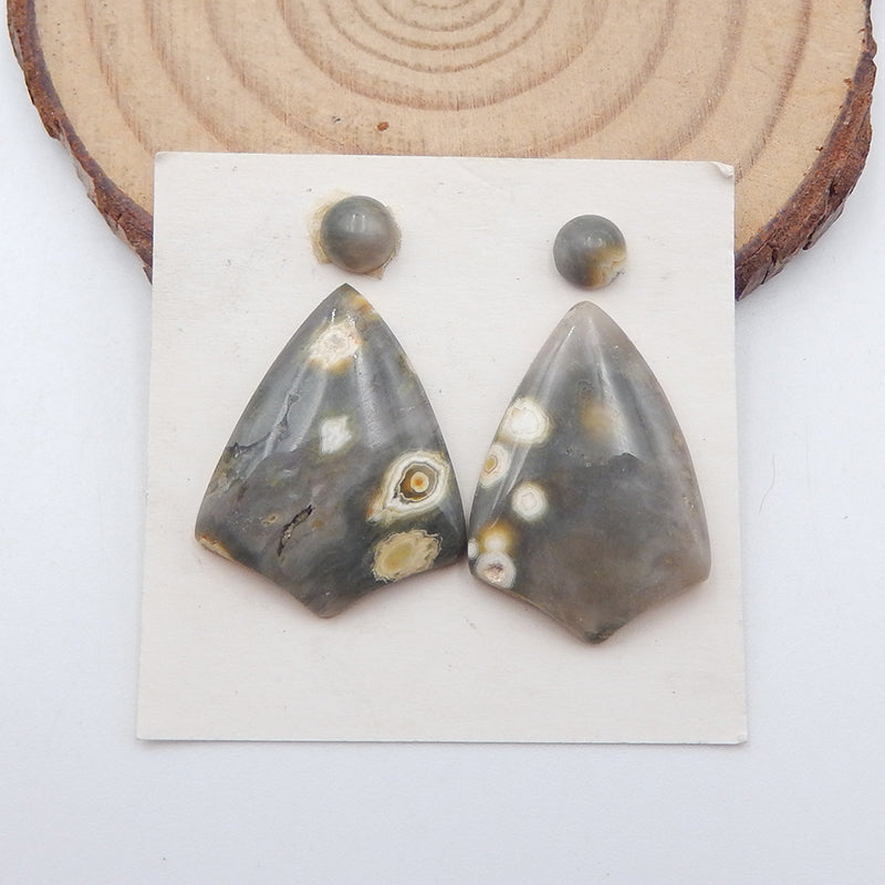 Ocean Jasper Gemstone Cabochon Pair, pierres naturelles pour faire des bijoux, 22x18x4mm, 5x3mm,3.87g
