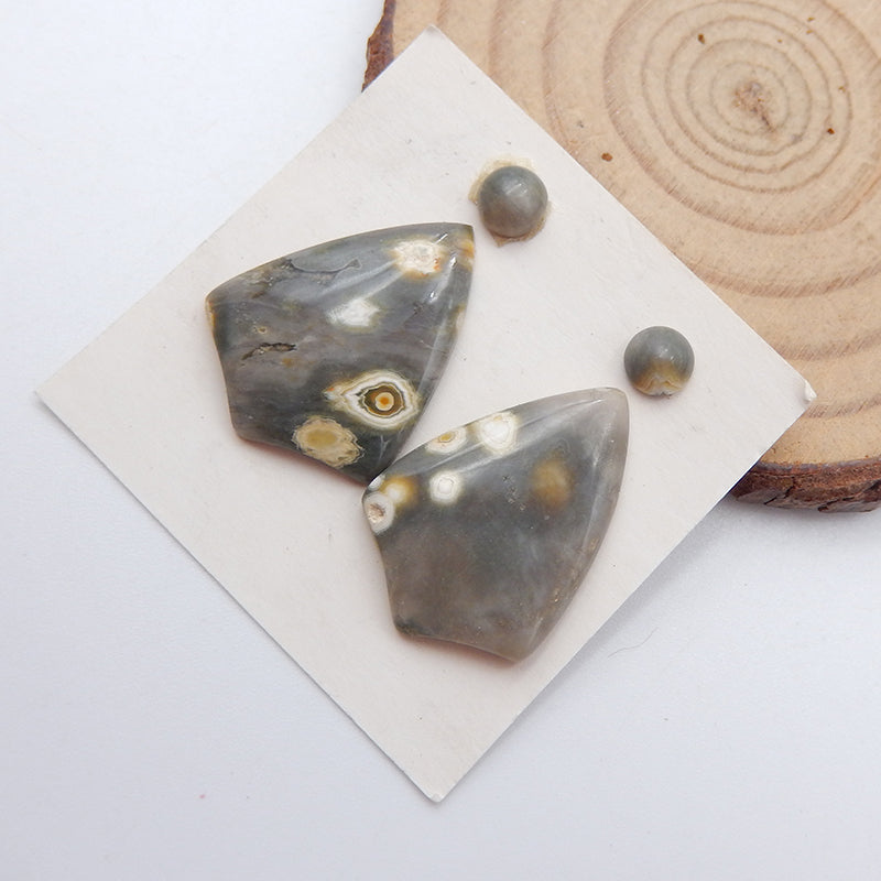 Ocean Jasper Gemstone Cabochon Pair, pierres naturelles pour faire des bijoux, 22x18x4mm, 5x3mm,3.87g