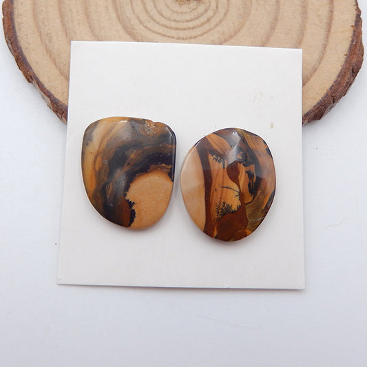 Natural Biggs Jasper Cabochons Paired 18x15x3mm, 2.7g