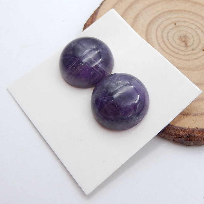 Natural Amethyst Gemstone Cabochons Paired 16x7mm, 6.0g