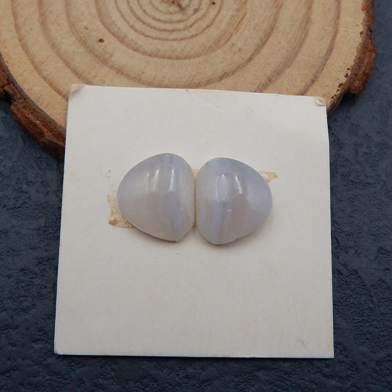 Paire de cabochons en agate bleue naturelle avec pierres précieuses 12 x 11 x 5 mm, 2,05 g