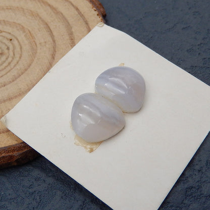 Paire de cabochons en agate bleue naturelle avec pierres précieuses 12 x 11 x 5 mm, 2,05 g