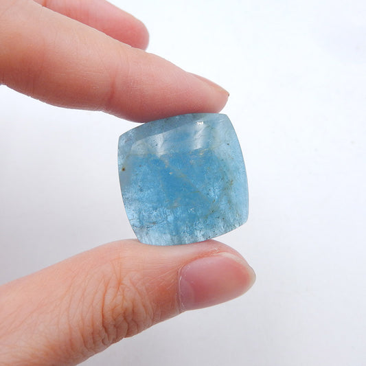 Cabochon de pierres précieuses à facettes d'aigue-marine bleue, 23x23x9mm.9.3g