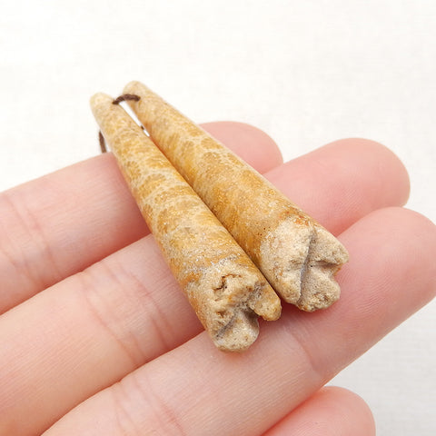 Natural Indonesian Coral Earring Beads 45x9x9mm, 8.3g