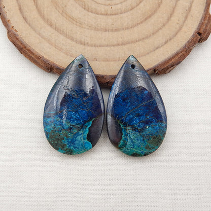 Natural Blue Chrysocolla Earring Beads 28x16x5mm, 9.2g