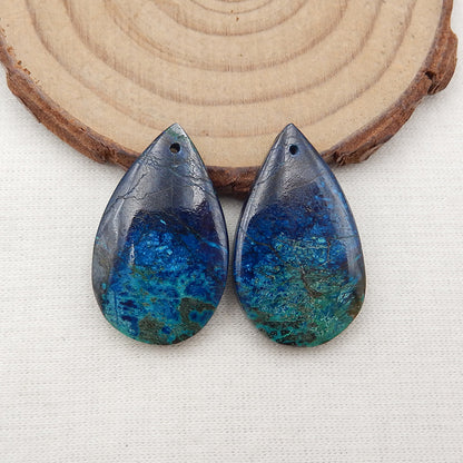 Natural Blue Chrysocolla Earring Beads 28x16x5mm, 9.2g