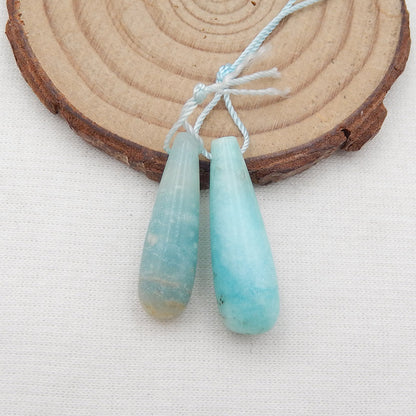 Natural Amazonite Earring Beads 29x9mm, 6.2g