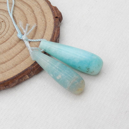 Natural Amazonite Earring Beads 29x9mm, 6.2g