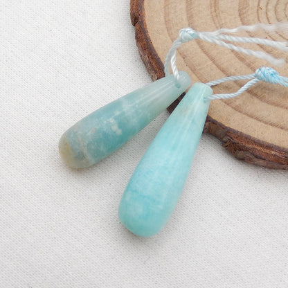 Natural Amazonite Earring Beads 29x9mm, 6.2g