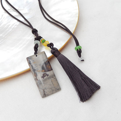 Colliers de pierres précieuses à 1 brin, collier pendentif en pierres précieuses Chohua Jasper, collier réglable, 46,9 g