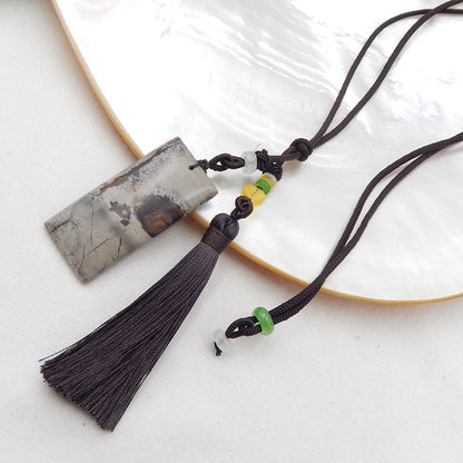 Colliers de pierres précieuses à 1 brin, collier pendentif en pierres précieuses Chohua Jasper, collier réglable, 46,9 g