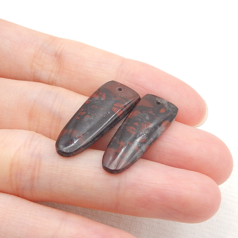 Natural African Blood Stone Earring Beads 26X10X3mm, 3.3g