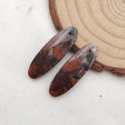 Natural African Blood Stone Earring Beads 28x9x3mm, 3.6g