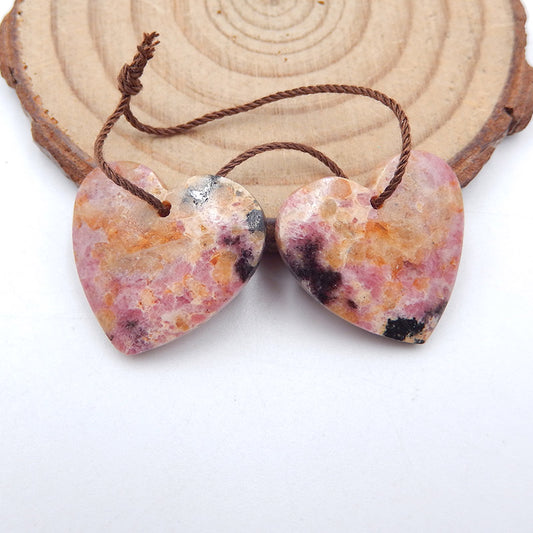 Natural Rhodonite Earring Beads 20x21x4mm, 2.9g