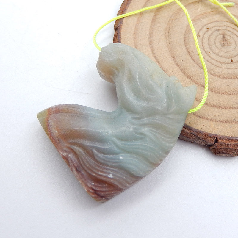 Natural Amazonite Carved horse head Pendant Bead 35x27x11mm, 20g