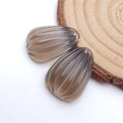 Natural Smoky Quartz Earring Beads 21x15x7mm, 5.7g