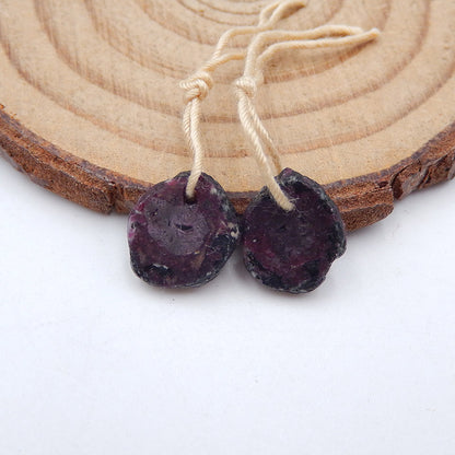 Natural Garnet Earring Beads 12x10x3mm, 1.4g