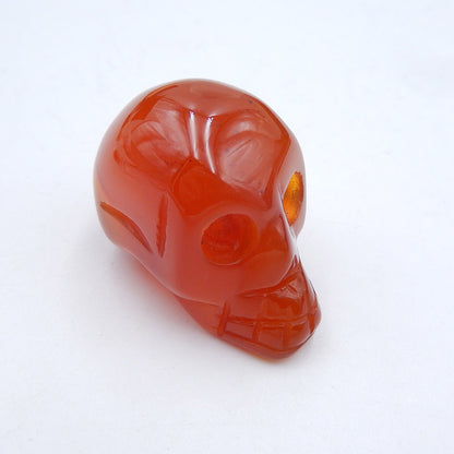 Pendentif crâne sculpté en agate rouge naturelle, 34x19x24mm, 22.9g