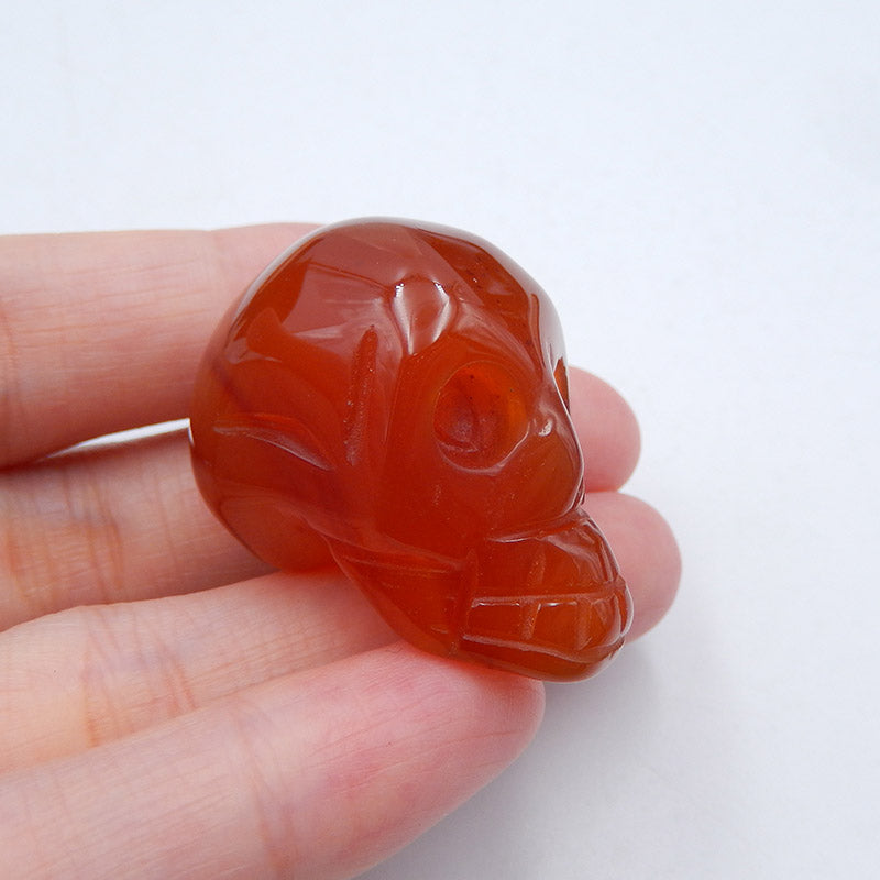 Natural Red agate Carved skull Cabochon 34x19x24mm, 22.9g