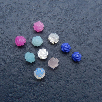 5 pairs flower Cabochons 6X4mm, 1.7g