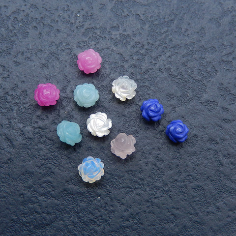 5 Pairs Flower Cabochons 6X4mm, 1.7g